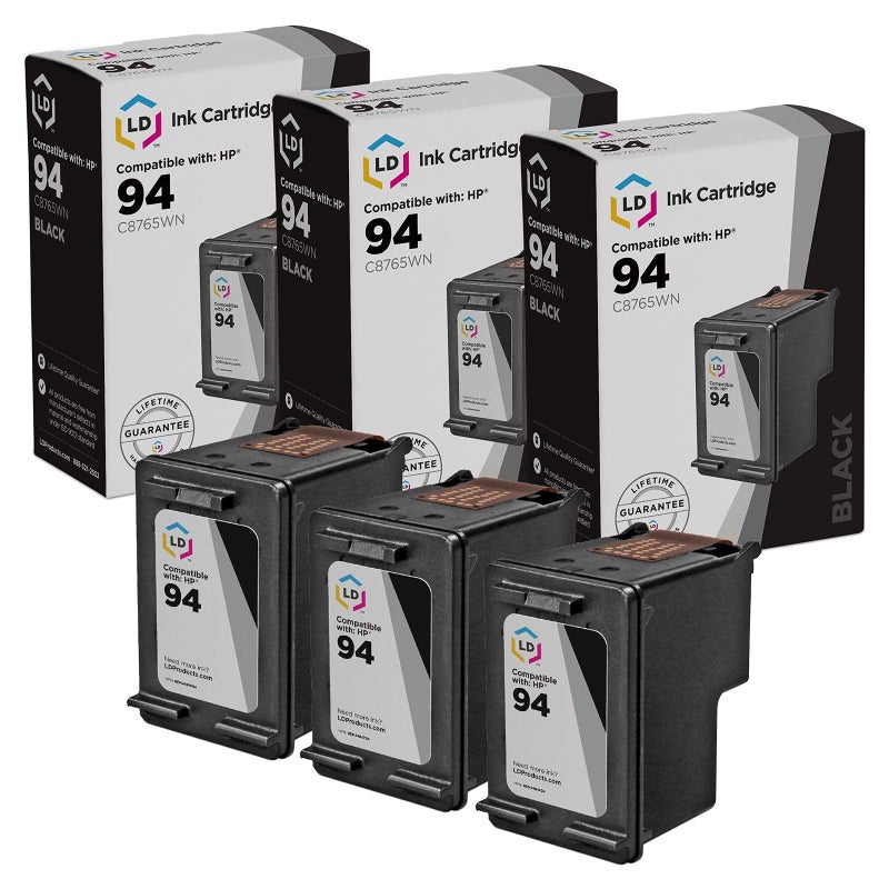 LD Remanufactured Ink Cartridge Replacements for HP 94 C8765WN (Black, 3-Pack) Compatible with PhotoSmart 2605 2608 2610 2610v 2610xi 2613 2710 2710xi 7850 8150 - Image 1